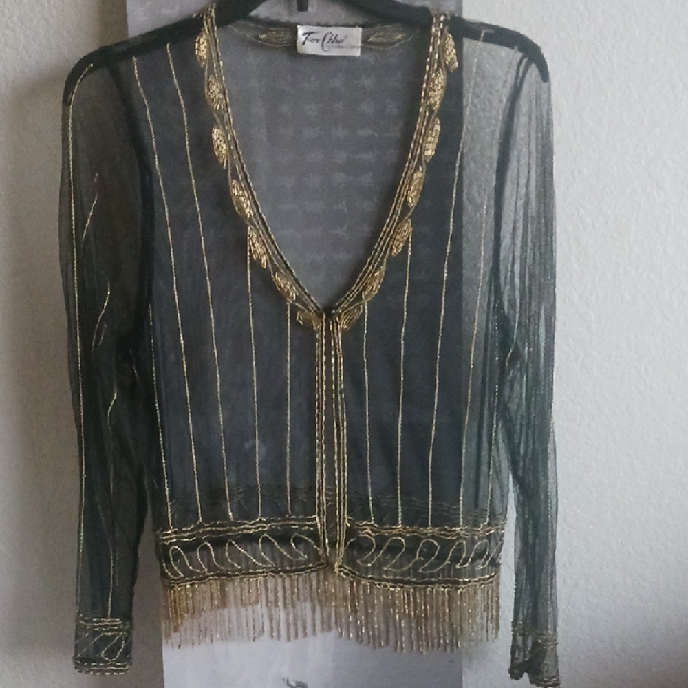 Gold and Black Sheer Cardigan